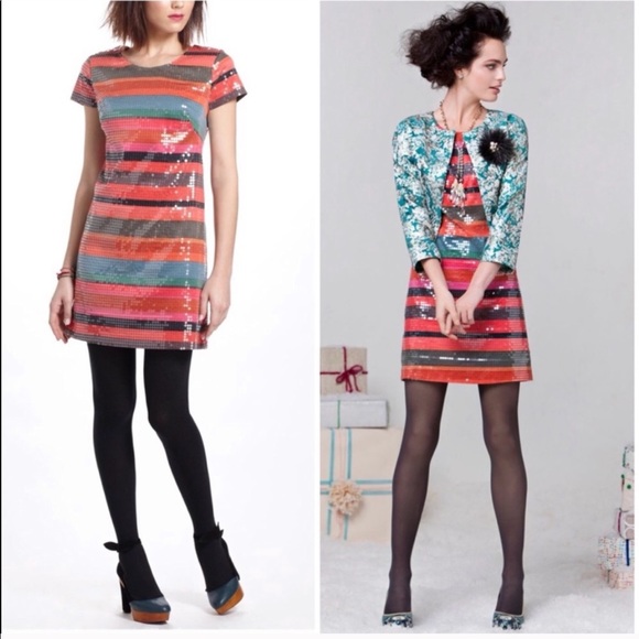 Anthropologie Glinted Sunset Shift Dress - Picture 2 of 4